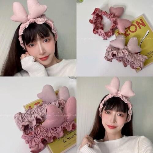Cute Sweet Big Bow Wide Headband Wavy Side Hairbands Women Girls Winter Solid Color Elastic Hair Band DIY for Makeup Wash Face
