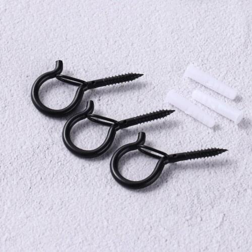 20Pcs Metal Hooks with Plastic Expansion Tubes Wall Mount Hanging Organizer Hook Bend Q-Hanger Clasp Buckles for Home Office Use