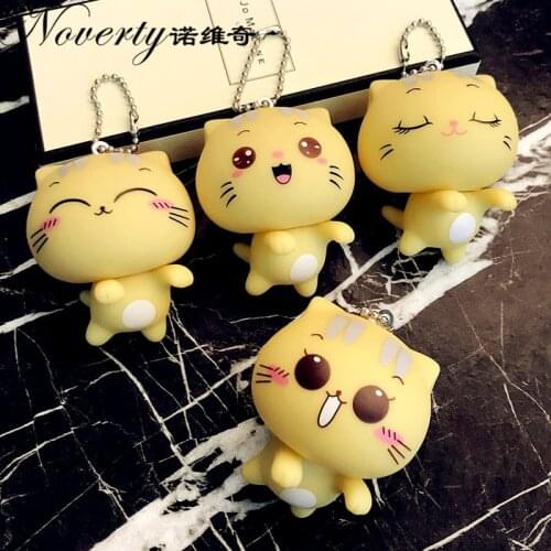 2019 Fashion 60*45mm Cute Cat Doll Creative Plastic Key Chains Bag Chains Birthday Gift Accessories