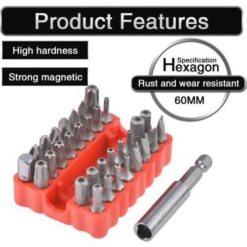 32pcs Screwdrive Magnetic Bit Holder Drill Tools 1/4" Hex Shank Adjustable Power Driver Tools Set Magnetic Holder Extension Bit