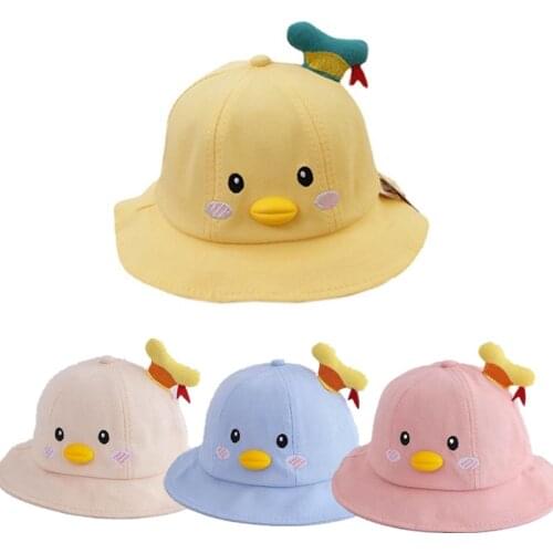4 Colors Children Cute Duckling Basin Cap Baby Cotton Sunscreen Fishermans Hat 1-3 Years Old