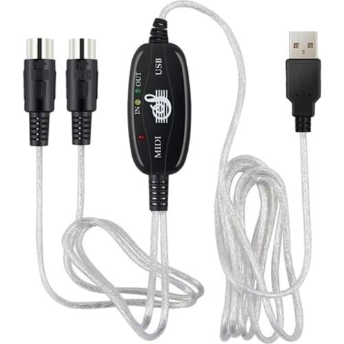 USB to MIDI 5Pin Cable Converter 2 in 1 to PC Audio Output Editing for Piano Electronic Electronic Musical Instruments