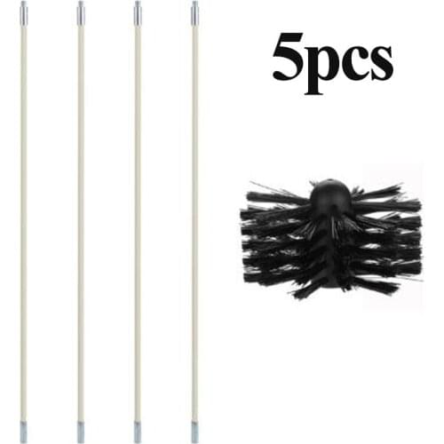 5pcs Flexible Flue Brush Rods Chimney Brush Kit Chimney Sweep Soot Cleaning Rod