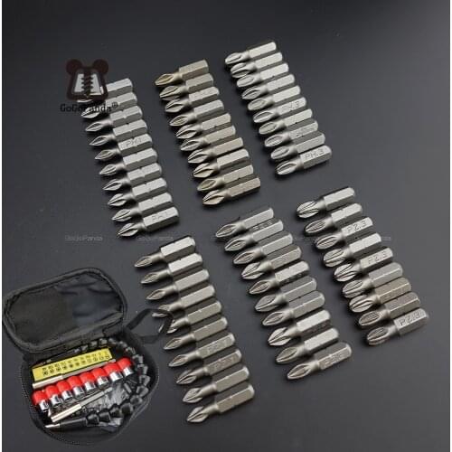 81Pcs/Lot 25mm GCr15 Pozidrive Bits Hex Shanked Anti Slip Screwdriver Bits Magnetic Single Head PZ1 / PZ2 / PZ3 PH1 PH2 PH3