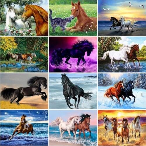 DIY 5D Diamond Painting Horse In Running Diamond Embroidery Cross Stitch Kits Animal Mosaic Rhinestones Wall Sticker Home Decor