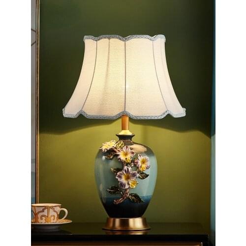 American Luxury Classical Ceramic Table Lamp For Living Room Study Bedroom Bedside Lamp New Chinese Modern Decoration Night Lamp