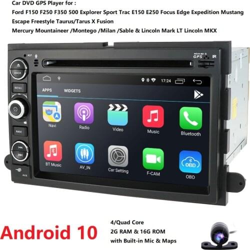 Android 10 2GB RAM Fit for Ford F150 F250/350/Edge/Fusion/Mustang in Dash DVD Player GPS Navigation Stereo Radio BT SWC 4G