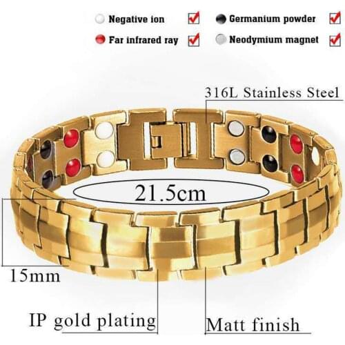 Stainless Steel Magnetic Therapy Bracelet Double Row Pain Relief Bangle Health99