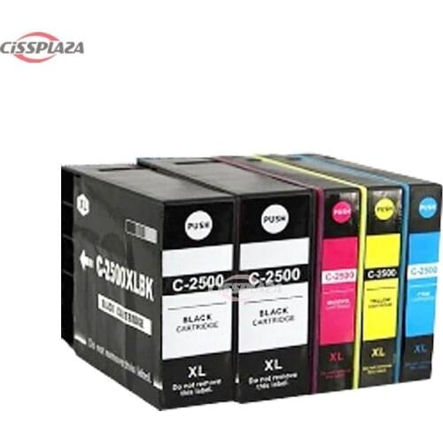 CISSPLAZA 5pcs C-2500 XL compatible ink cartridge for Canon MAXIFY iB 4050 MB 5050 5350 MB4050 MB5350 printer pgi2500 pgi-2500