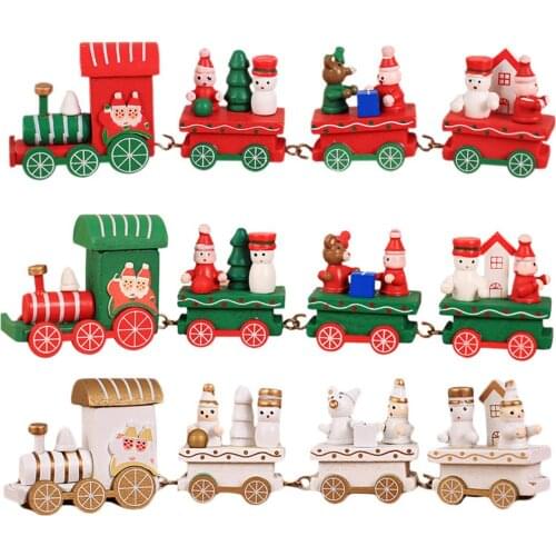 Wooden Christmas Train Ornament Christmas Decoration For Home Innovative Gift for Children Small Wood Train Table Deco Navidad
