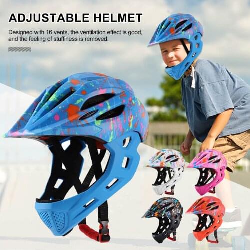 Kids Detachable Full Face Helmet Children Sports Safety Helmet LED Cycling Adjustable Child Bicycle Helmet for Skateboarding