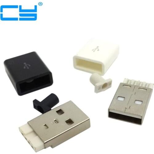 DIY USB 2.0 Type A Male assembly Connector Black color With Cover and SR 10pcs