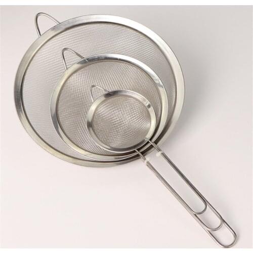 Durablel Stainless Steel Strainer Kitchen Flour Handheld Screen Mesh 8/14/20cm Optional Colander Sieve Oil Filter Sifter