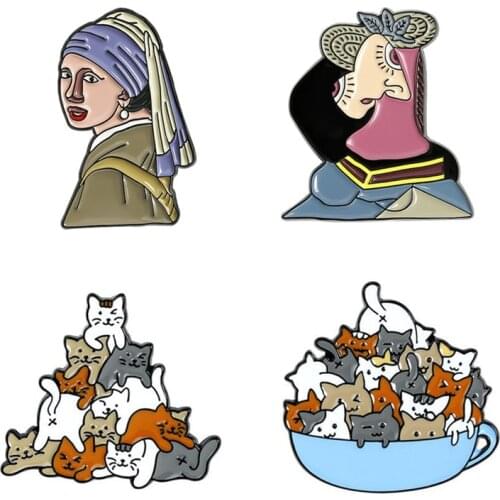 Enamel Painting Lapel Pins Anime Badges Cartoons Cat Brooches For Women Gothic Mini Pins Decorative Badges Brooches On backpack