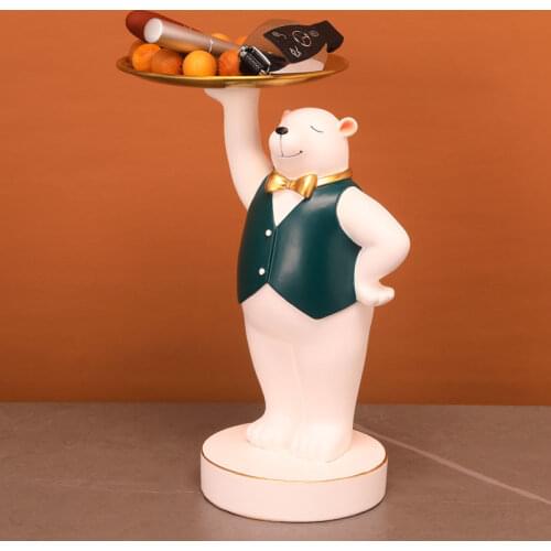 European Polar Bear Storage Tray Resin Ornaments Home Livingroom Desktop Accessories Crafts Bookcase Store Sculpture Decoration