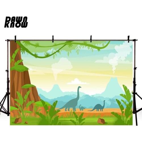 DAWNKNOW Photography Background Newborn Cartoon Dinosaur Forest Photocall Backdrop Baby Party Children Photo Shoot lv2406
