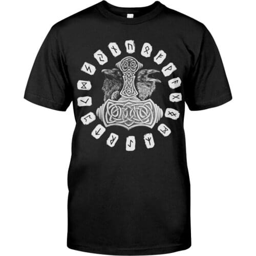 Viking Symbol Tattoo 3D Printed Cotton t shirts Harajuku Fashion Mens Short Sleeve Summer Casual Unisex Black Daily Tops