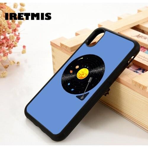 Iretmis 5 5S SE 6 6S TPU Silicone Rubber phone case cover for iPhone 7 8 plus X Xs 11 Pro Max XR Solar System Vinyl Record