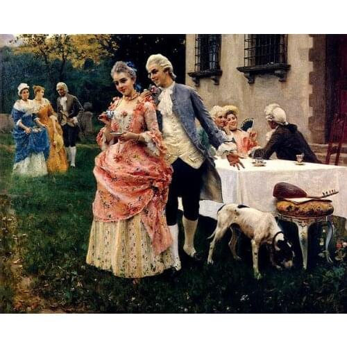 Free shipping wall art decoration picture classical court figure sweetheart dinner canvas prints oil painting printed on canvas