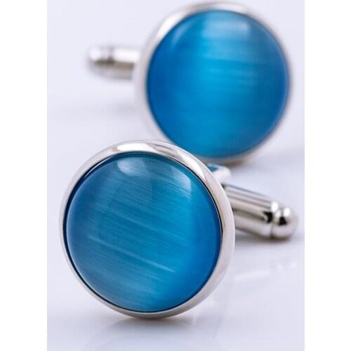 KFLK jewelry for mens brand of high quality shirt cuff links blue stone cufflinks fashion wedding gift button
