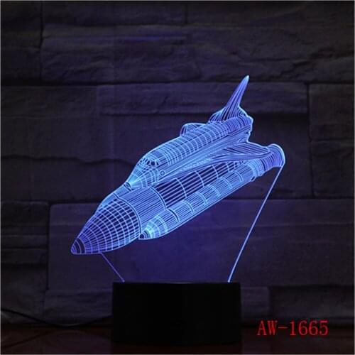 Space Shuttle Touch Table Lamp 7 Colors Changing Desk Lamp 3d Lamp Novelty Led Night Lights Drop Ship Usb Light Lamp AW-1665