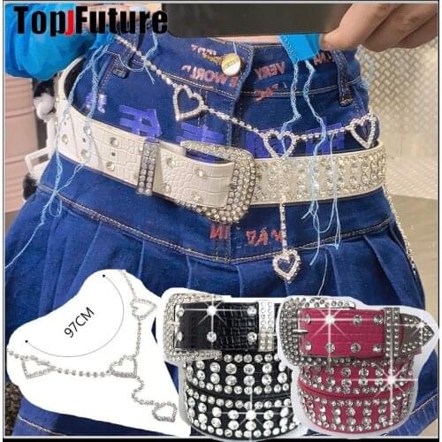Western Cowgirl Cowboy Bling Bling Rhinestones Belt Quality Studded Belt For Women Men Fashion Cinto De Strass Ceinture Gift