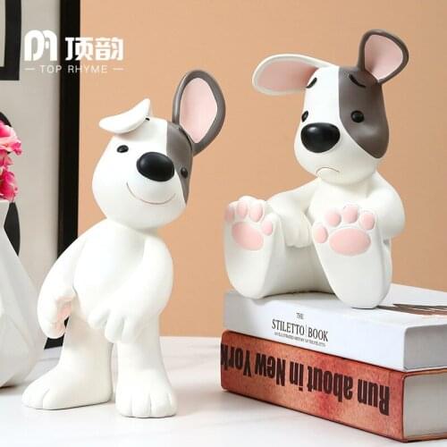 Creative Lovely dog Statue Resin sculpture Crafts Simple Living Room Ornaments Home Office Store Decors Decorations