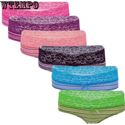 Lace Sexy Panties Briefs Women Cotton Soft G-String Bikini Lingerie Ladies Underpant Underwear Women Briefs 6 PCS/Set