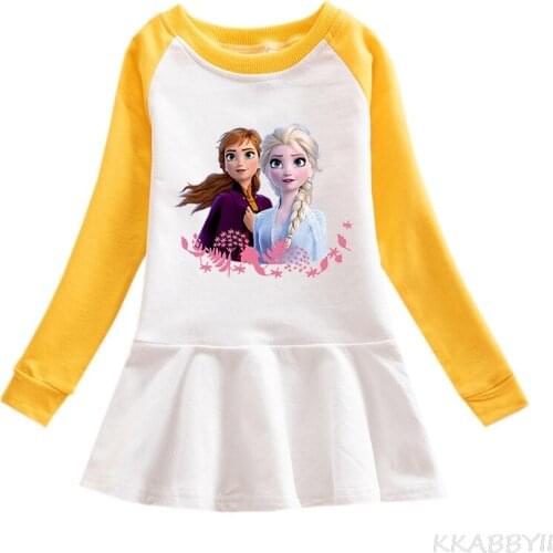 Foreign Trade New Childrens Wear Autumn Frozen Cartoon Hoodie Girls Dress Bao Bao Cotton Pleated Skirt