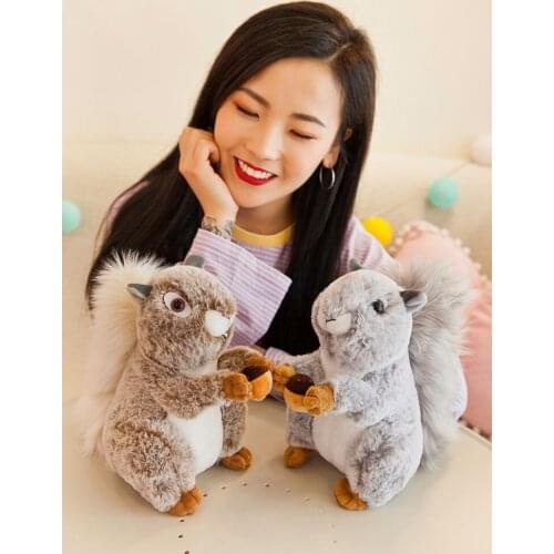 Lovely cartoon squirrel plush toy simulation squirrel soft doll kids toy birthday gift b1828