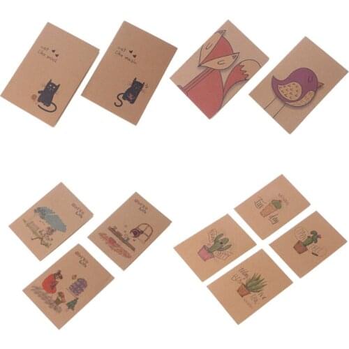 Mini Cute Cartoon Notebook Handy Pocket Notepad Brown Journals Diary 32 Pages