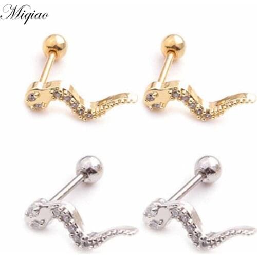 Miqiao 2pcs Hot Selling Creative Snake-shaped Thin Rod Earrings Body Piercing Jewelry