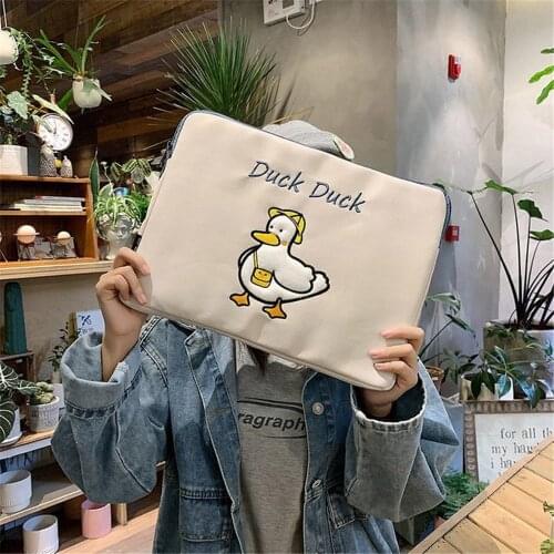 Cartoon iPad Pouch Sleeve for iPad Pro 12.9 11 10.5 Inch Shockproof Tablet Pouch Bag Korean Girls Ins Cute Duck iPad Liner Bag