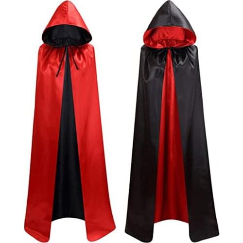 Unisex Christmas Halloween Witch Party Reversible Hooded Adult Kids Vampires Cape Cloak Red Green Yellow Purple