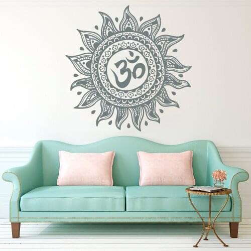 Religious OM Mandala Flower Yoga Wall Sticker Home DIY Room Decoration Poster Bohemian Living Room Decor Mural NY-224