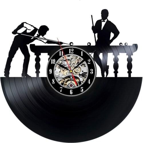 Wall Clock Bowling Room Decoration Billiards Pool Vinyl Record Wall Clock Modern Design Sport Playing Bowling Hanging LED Watch