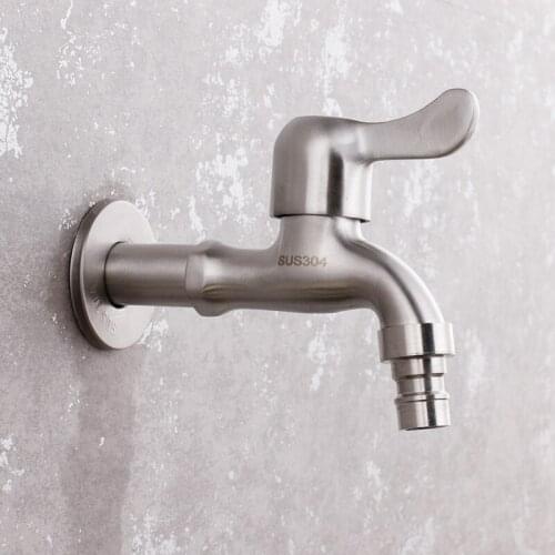 304 stainless steel Wall mouhted kitchen faucet garden water tap can connect to washing machine