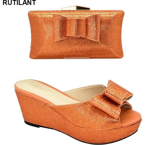 New Fashion Spring Shoes Platform Women Fashion Italian Women Wedding Pumps with Purse African Womens Party Shoes and Bag Sets