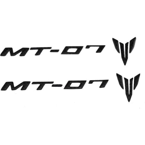 Freeshipping Motorcycle Rear Seat Fairing Side Decals Stickers Emblem Carbon For MT-07 2*pieces