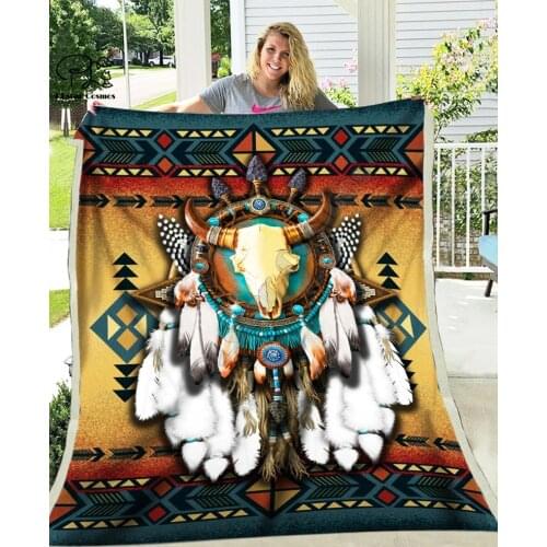 Native Buffalo Pattern fashion Hooded Blanket 3D full printed Wearable Blanket Adults/Child Fleece Blanket drop shipping