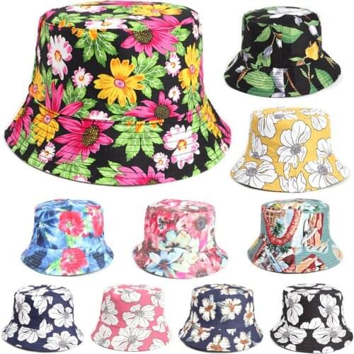 Unisex Outdoor Summer Bucket Hats Anti-UV Printing Fisherman Sun Hat Printing Basin Hat Pure Cotton Hat Fishing Hat Tourism