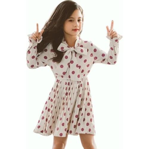 Dress For Girls Dot Pattern Dresses For Girl Long Sleeve Dress Kids Teenage Childrens Clothing For Girls 6 8 10 12 14