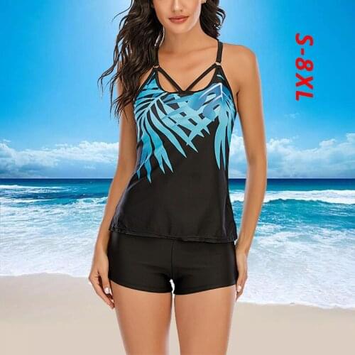 Plus Size 8XL Padded Tankini Ladies Swimwear Multicolor Push Up Bikini Set High Waist Swimsuit Bathing Suit Brasileiro 2021 New