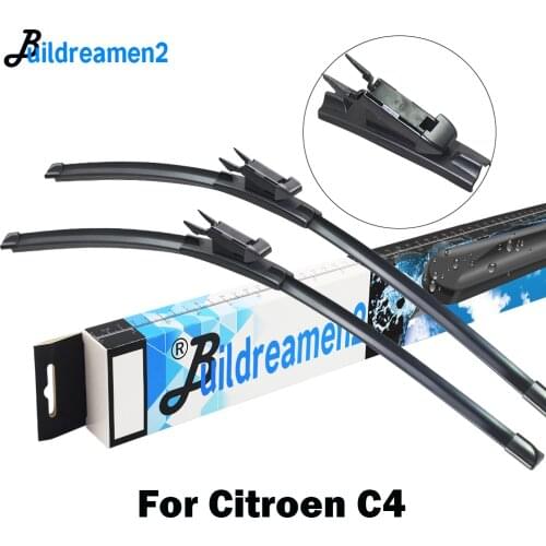 Buildreamen2 2 Pieces Car Wiper Blade Frameless Rubber Front Windscreen Wiper For Citroen C4 Coupe Hatchback Sedan Aircross
