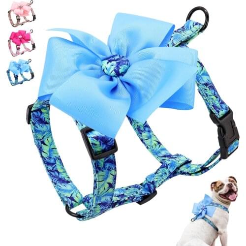 Cute Flower Dog Cat Harness Adjustable Nylon Pet Puppy Harness For Small Medium Large Dogs Cats Soft Printed Dog Kitten Vest