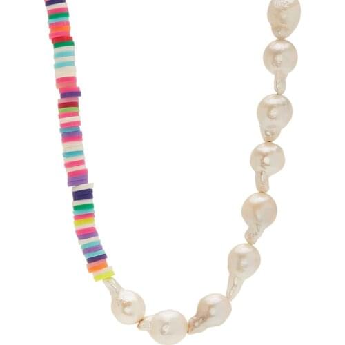 Printed Glass Beads Natural Pearl Necklace Bohemian Crystal Beads High Quality Naszyjnik Luxury Stackable Party Wedding Jewelry