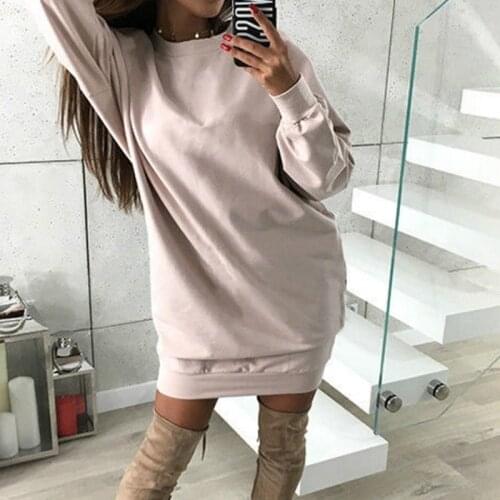 Women Sweatshirt Hoodies Long Casual O-Neck Loose Oversized Dress Autumn Long Sleeve Sweatshirts Tops Femme Vestidos