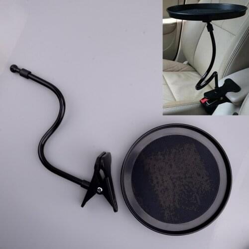 Universal Black Car Round PC Phone Desk Food Cup Table Portable Clip Tray Stand Holder 360-degree Swivel Design