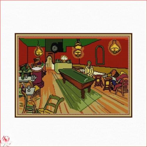 Van Gogh-The Night Café Chinese Cross Stitch Kits Ecological Cotton Stampted Printed 14CT 11CT DIY Easy To Use Home Deco Craft