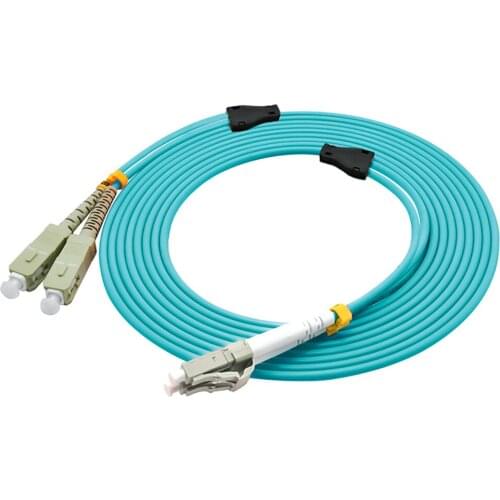 Indoor Armored 30 Meters LC-SC Duplex 10 Gigabit 50/125 Multi-mode Fiber Optical Cable OM3 Aqua 10GB LC to SC Patch Cord Jumper